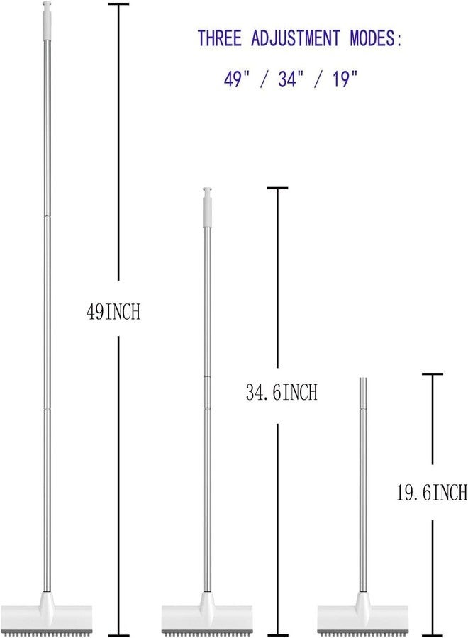 Fruhrer فرشاة تنظيف الأرضيات بمقبض طويل وشعيرات ومكشطة مطاطية، تصميم 2 في 1 لسهولة التنظيف، تنظيف الحمام والمرحاض بفرشاة تنظيف 2 في 1، 3 في 1 (فرشاة) - Image 4